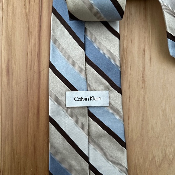 Men’s Calvin Klein Tie - Cream, Blue, Black color - Wide - Picture 2 of 2